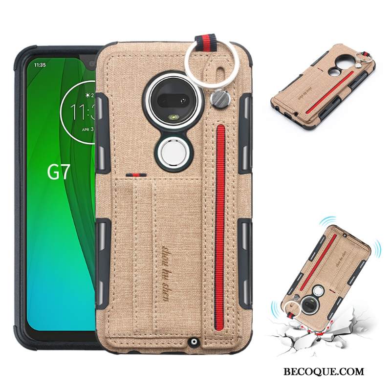Kuori Moto G7 Plus Tuki Puhelimen Kuoret Murtumaton, Kotelo Moto G7 Plus Jauhe Pu