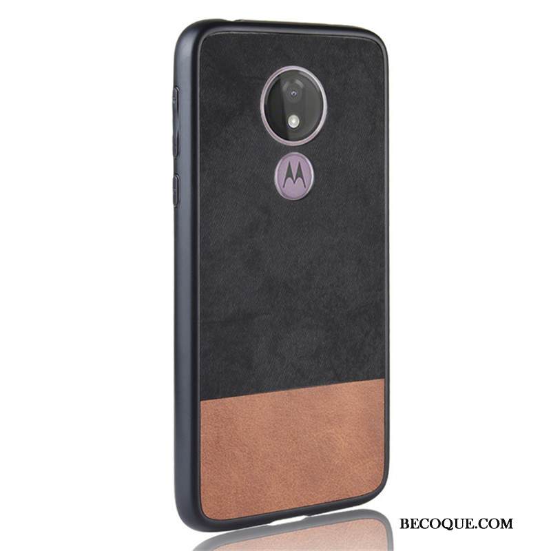 Kuori Moto G7 Power Laukut Sininen Puhelimen Kuoret, Kotelo Moto G7 Power Nahka Värisävyt Cowboy