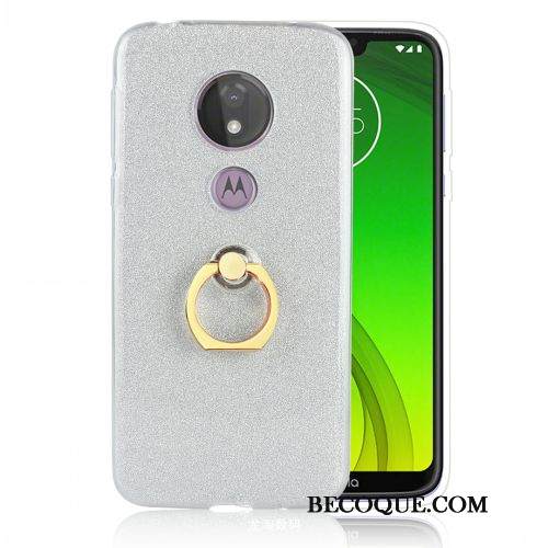 Kuori Moto G7 Power Suojaus Hopea Rengas, Kotelo Moto G7 Power Pehmeä Neste Eurooppa Murtumaton
