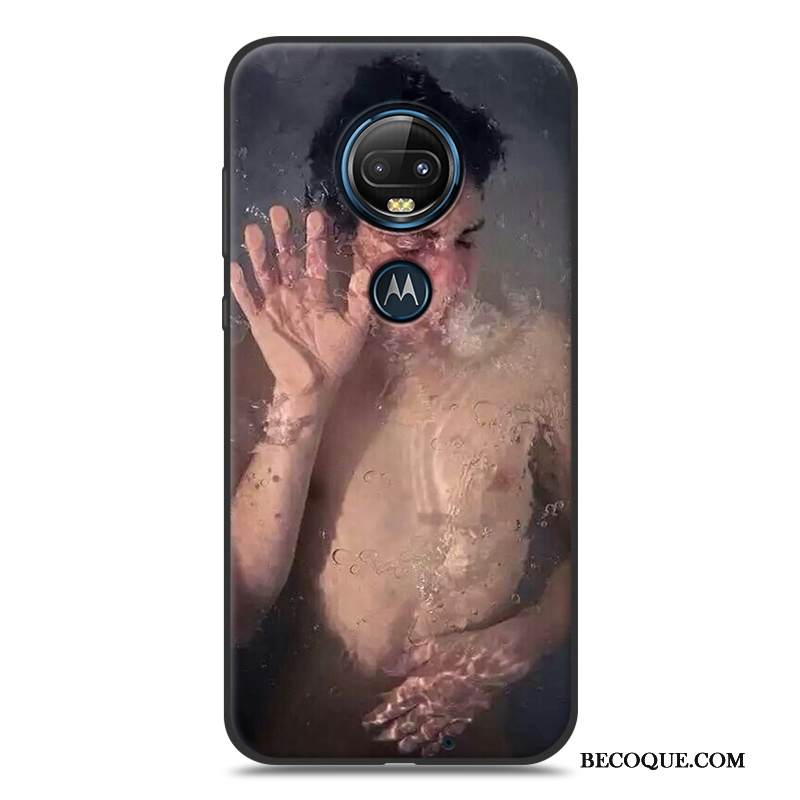 Kuori Moto G7 Sarjakuva Puhelimen Kuoret Pesty Suede, Kotelo Moto G7 Silikoni Keltainen Rakastunut