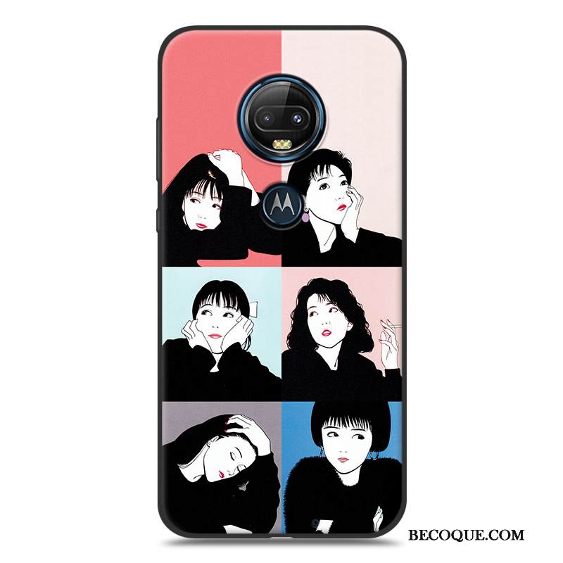 Kuori Moto G7 Sarjakuva Puhelimen Kuoret Pesty Suede, Kotelo Moto G7 Silikoni Keltainen Rakastunut