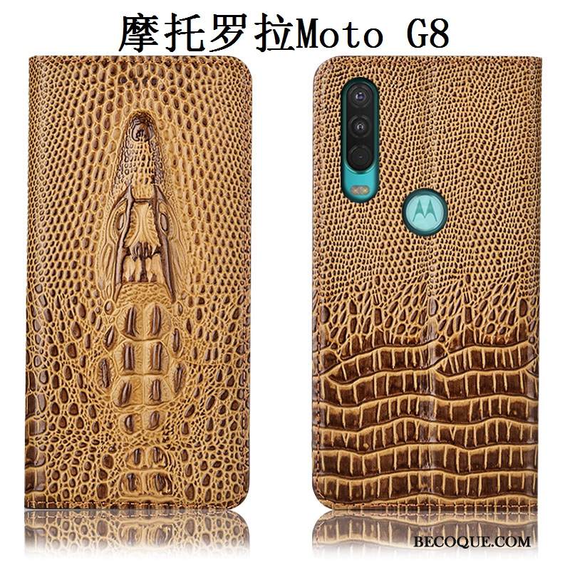 Kuori Moto G8 Laukut Puhelimen Kuoret Keltainen, Kotelo Moto G8 Nahka Murtumaton