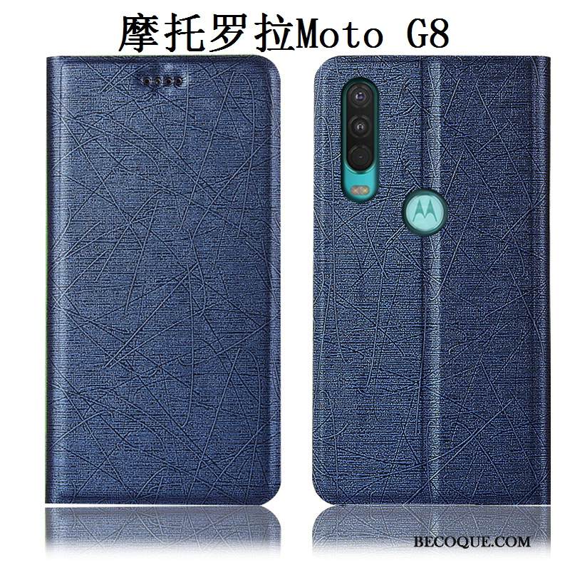 Kuori Moto G8 Nahka Puhelimen Kuoret Kulta, Kotelo Moto G8 Laukut Johdin Murtumaton