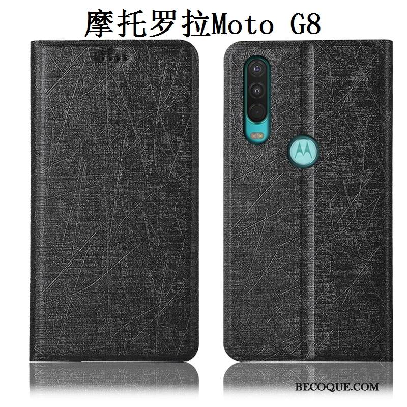 Kuori Moto G8 Nahka Puhelimen Kuoret Kulta, Kotelo Moto G8 Laukut Johdin Murtumaton