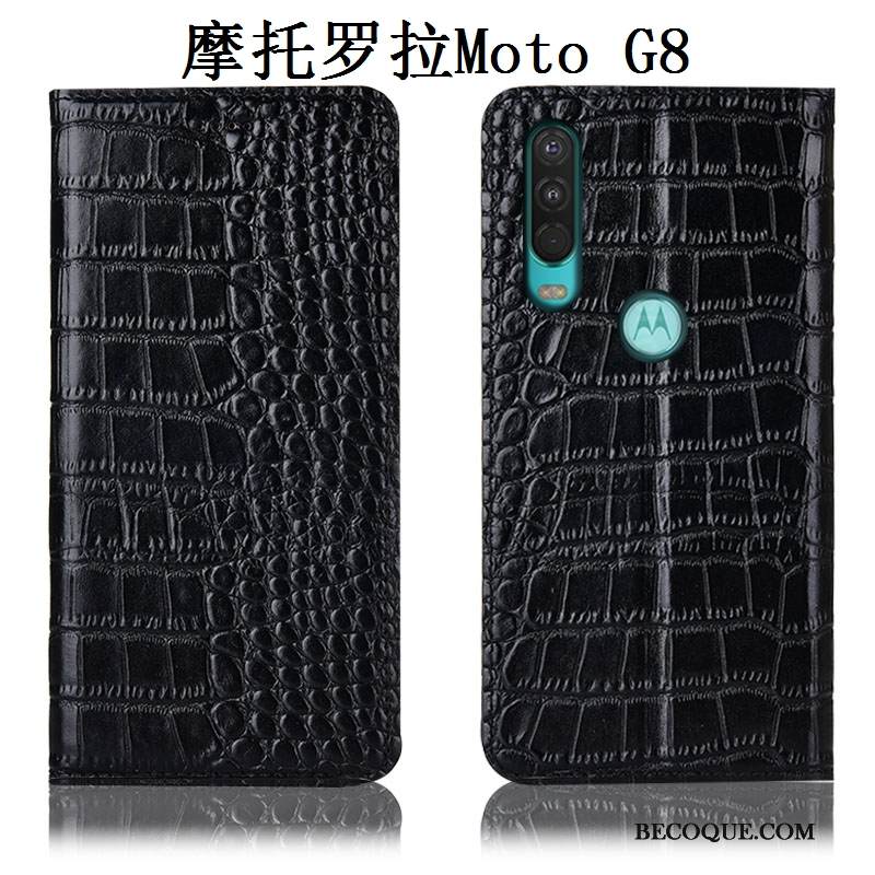 Kuori Moto G8 Nahka Puhelimen Kuoret Murtumaton, Kotelo Moto G8 Laukut Punainen