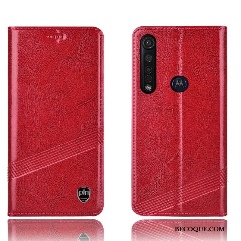 Kuori Moto G8 Plus Laukut Murtumaton Puhelimen Kuoret, Kotelo Moto G8 Plus Nahka Musta