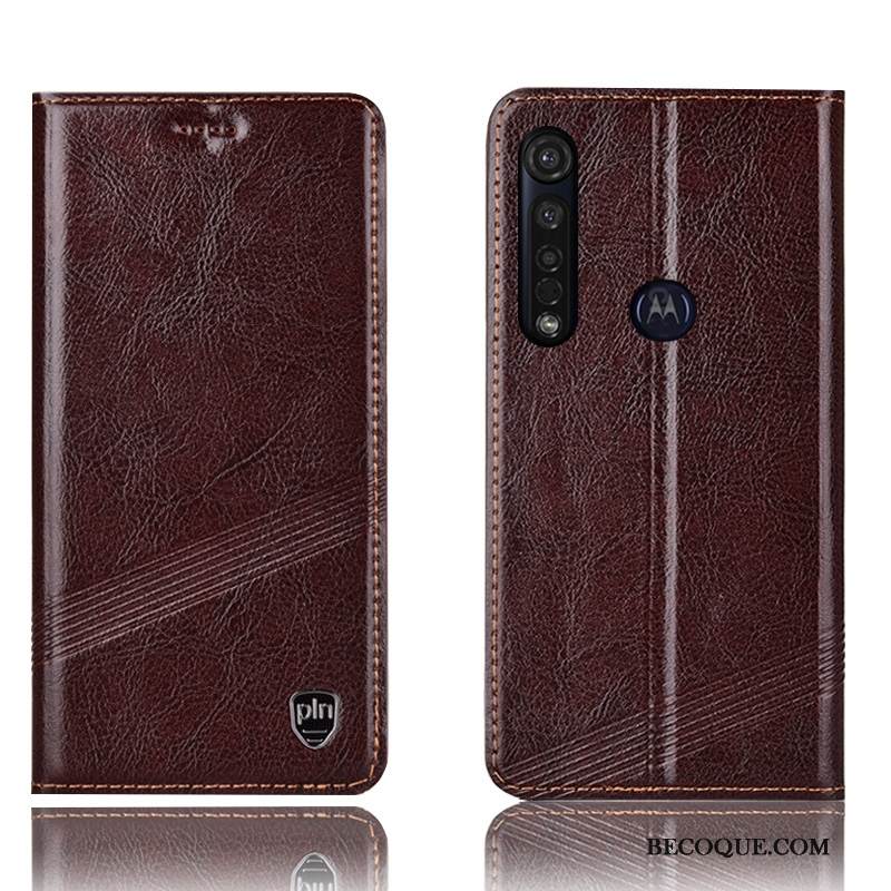 Kuori Moto G8 Plus Laukut Murtumaton Puhelimen Kuoret, Kotelo Moto G8 Plus Nahka Musta