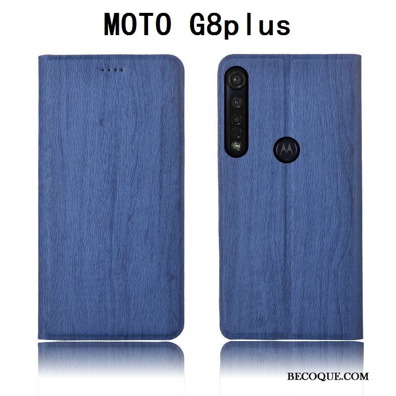 Kuori Moto G8 Plus Laukut Puu Puhelimen Kuoret, Kotelo Moto G8 Plus Nahka Kukkakuvio Murtumaton