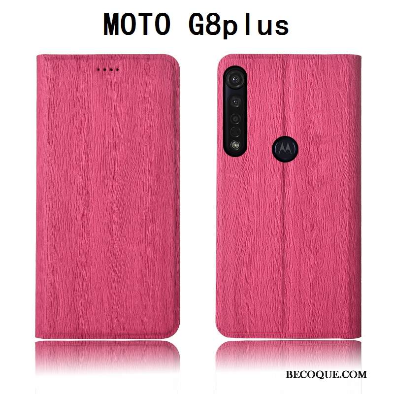Kuori Moto G8 Plus Laukut Puu Puhelimen Kuoret, Kotelo Moto G8 Plus Nahka Kukkakuvio Murtumaton