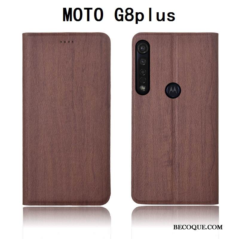Kuori Moto G8 Plus Laukut Puu Puhelimen Kuoret, Kotelo Moto G8 Plus Nahka Kukkakuvio Murtumaton