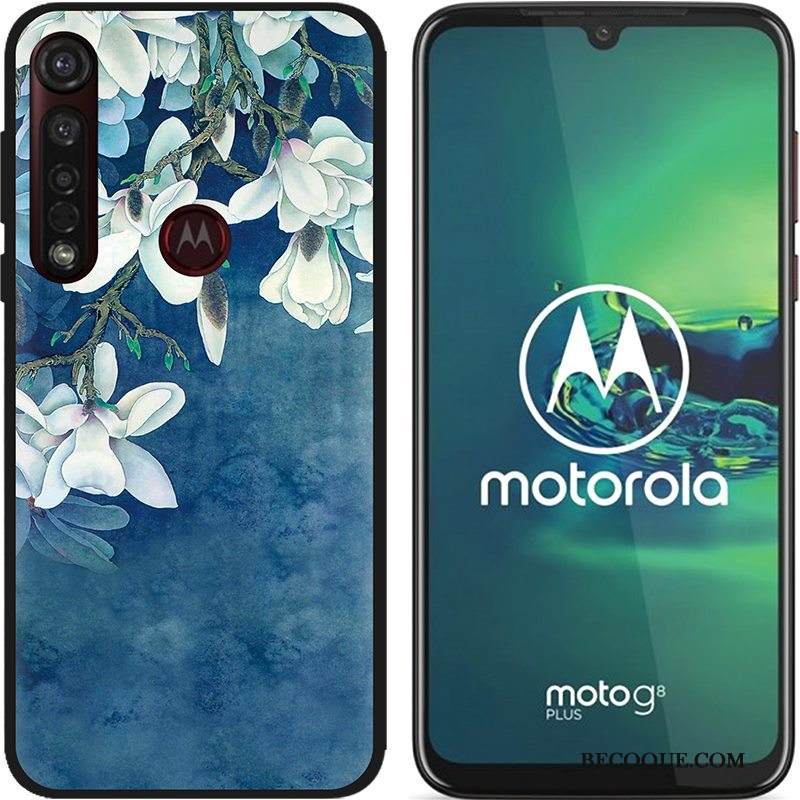 Kuori Moto G8 Plus Luova Hyvä Myynti Jauhe, Kotelo Moto G8 Plus Maalaus Musta Puhelimen Kuoret
