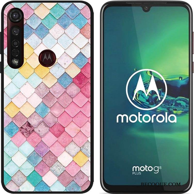 Kuori Moto G8 Plus Luova Hyvä Myynti Jauhe, Kotelo Moto G8 Plus Maalaus Musta Puhelimen Kuoret