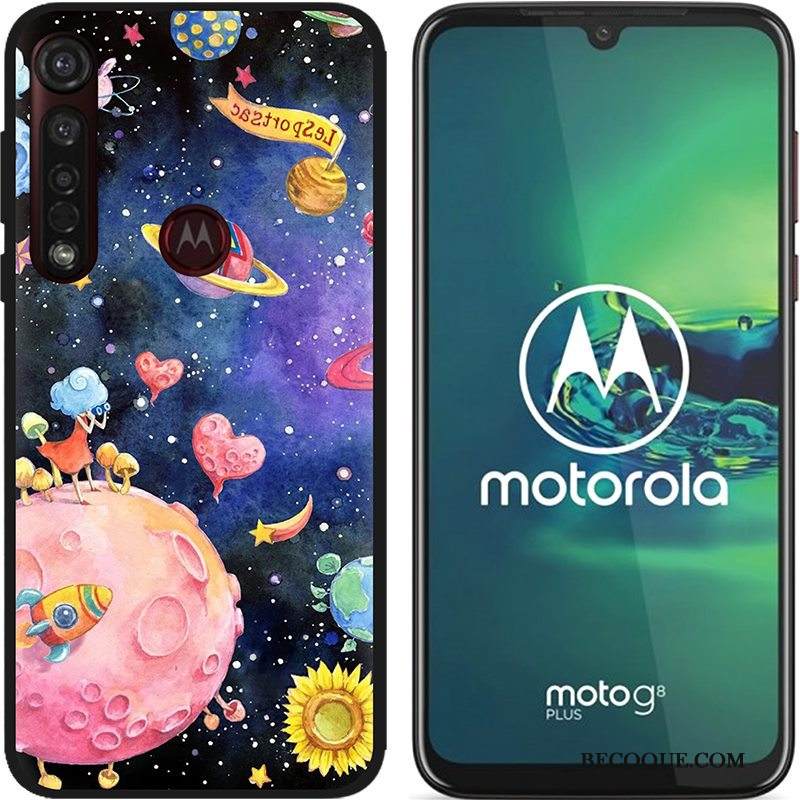 Kuori Moto G8 Plus Luova Hyvä Myynti Jauhe, Kotelo Moto G8 Plus Maalaus Musta Puhelimen Kuoret
