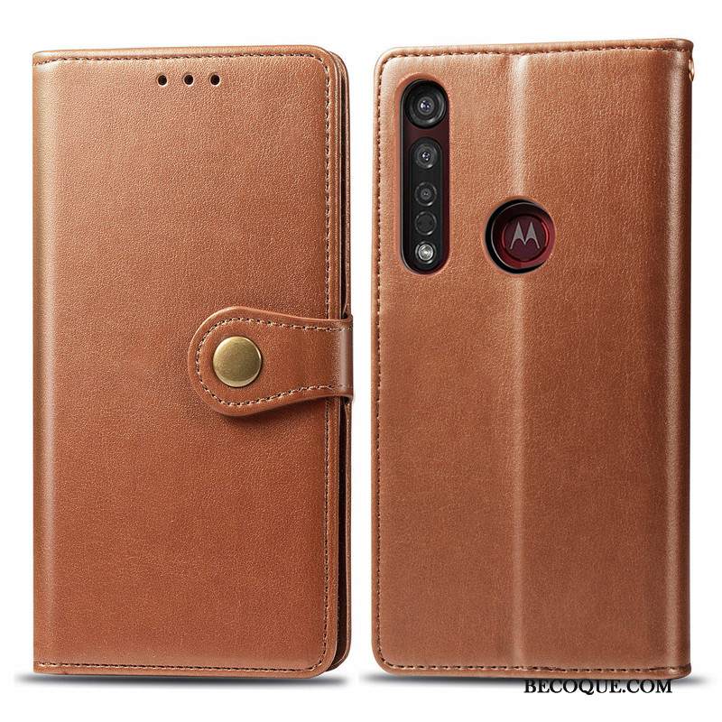 Kuori Moto G8 Plus Nahka Yksinkertainen Punainen, Kotelo Moto G8 Plus Kuoret Liiketoiminta Ripustettavat Koristeet