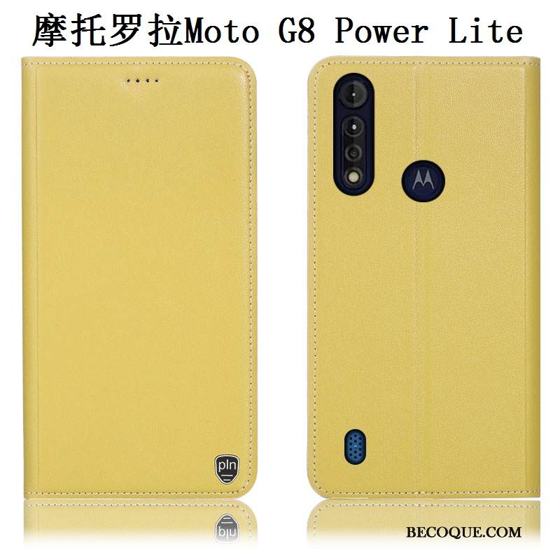 Kuori Moto G8 Power Lite Kuoret Kukkakuvio Puhelimen Kuoret, Kotelo Moto G8 Power Lite Nahka Keltainen Murtumaton