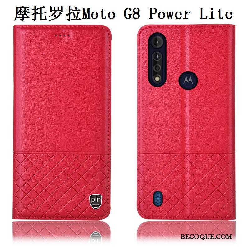 Kuori Moto G8 Power Lite Nahka Puhelimen Kuoret Sininen, Kotelo Moto G8 Power Lite Murtumaton