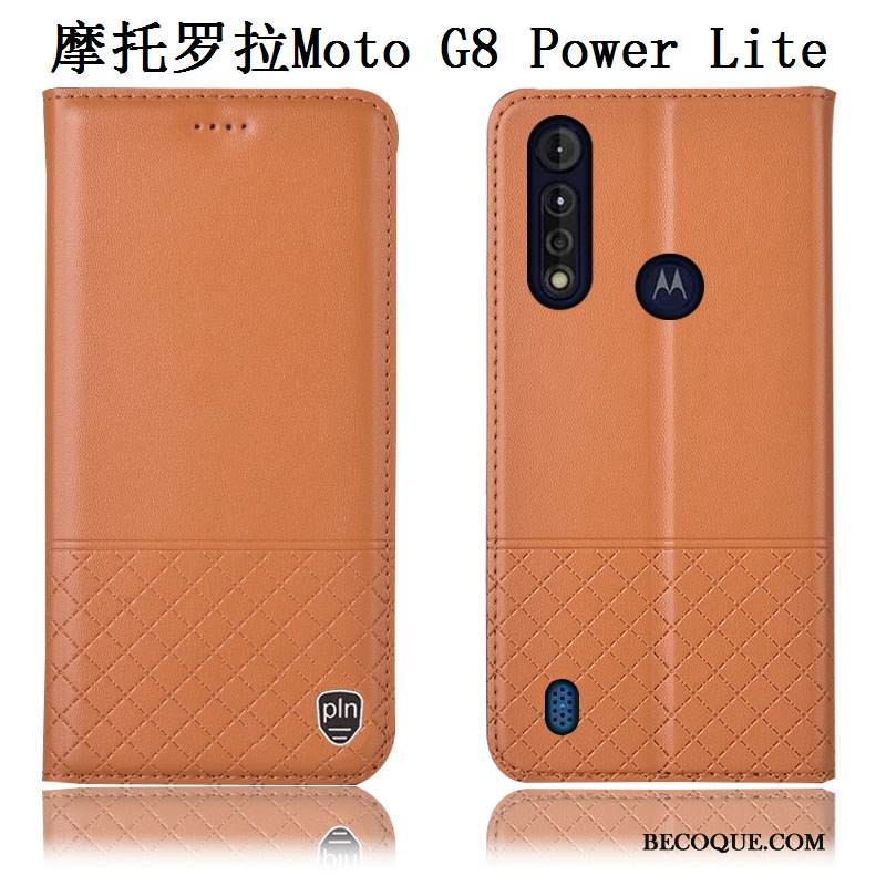 Kuori Moto G8 Power Lite Nahka Puhelimen Kuoret Sininen, Kotelo Moto G8 Power Lite Murtumaton