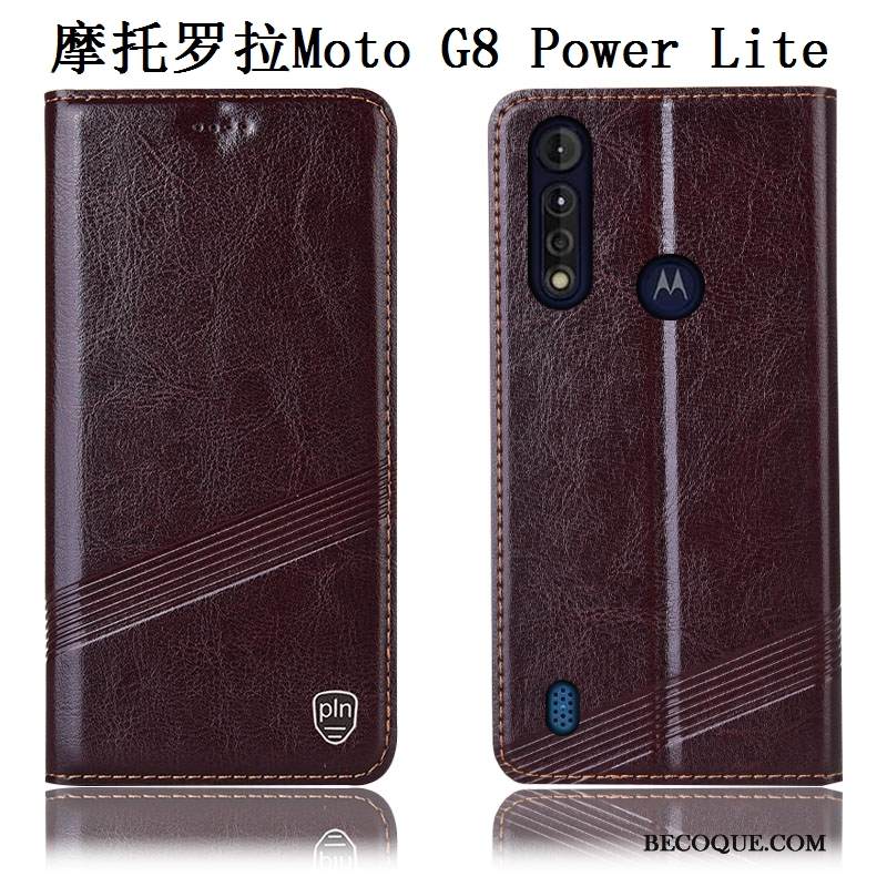 Kuori Moto G8 Power Lite Suojaus Musta Murtumaton, Kotelo Moto G8 Power Lite Nahka Puhelimen Kuoret Kukkakuvio