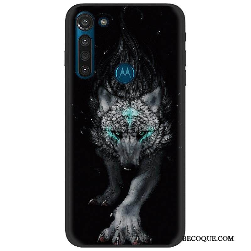 Kuori Moto G8 Power Pehmeä Neste Pu Musta, Kotelo Moto G8 Power Maalaus Trendi Pesty Suede