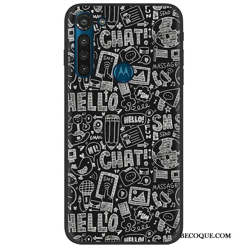 Kuori Moto G8 Power Pehmeä Neste Pu Musta, Kotelo Moto G8 Power Maalaus Trendi Pesty Suede