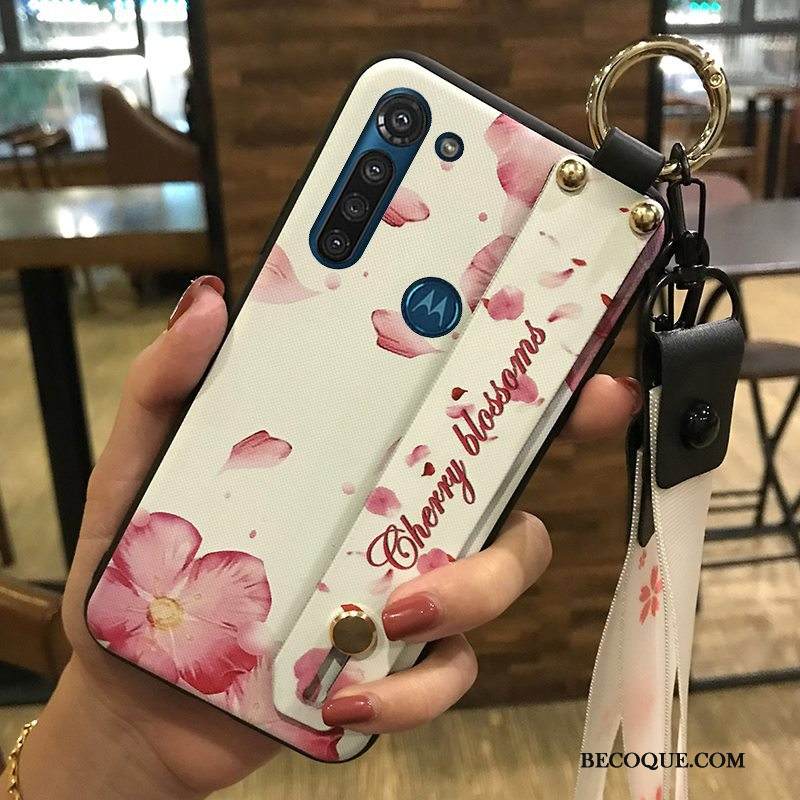 Kuori Moto G8 Power Pehmeä Neste Puhelimen Kuoret Kukka, Kotelo Moto G8 Power Tuki Ripustettavat Koristeet Violetti