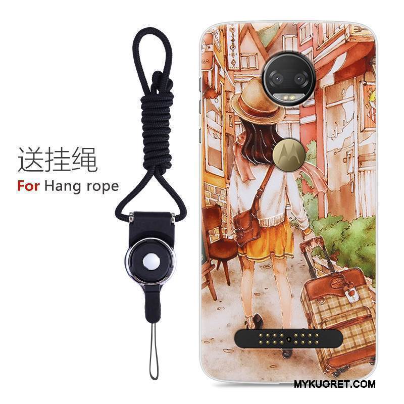 Kuori Moto Z 2018 Laukut Puhelimen Kuoret Murtumaton, Kotelo Moto Z 2018 Sarjakuva Keltainen