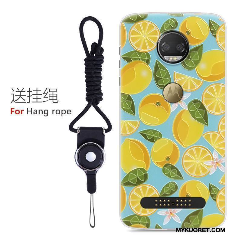 Kuori Moto Z 2018 Laukut Puhelimen Kuoret Murtumaton, Kotelo Moto Z 2018 Sarjakuva Keltainen