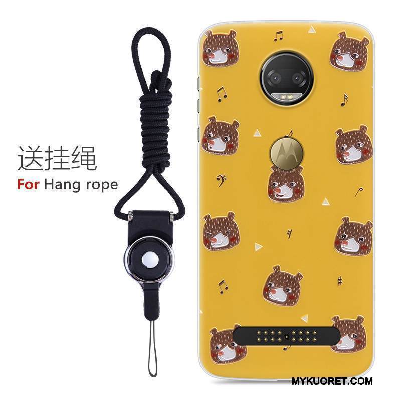 Kuori Moto Z 2018 Laukut Puhelimen Kuoret Murtumaton, Kotelo Moto Z 2018 Sarjakuva Keltainen