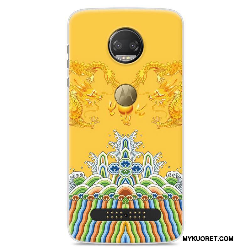 Kuori Moto Z 2018 Maalaus Murtumaton Trendi, Kotelo Moto Z 2018 Pehmeä Neste Rakastunut Keltainen