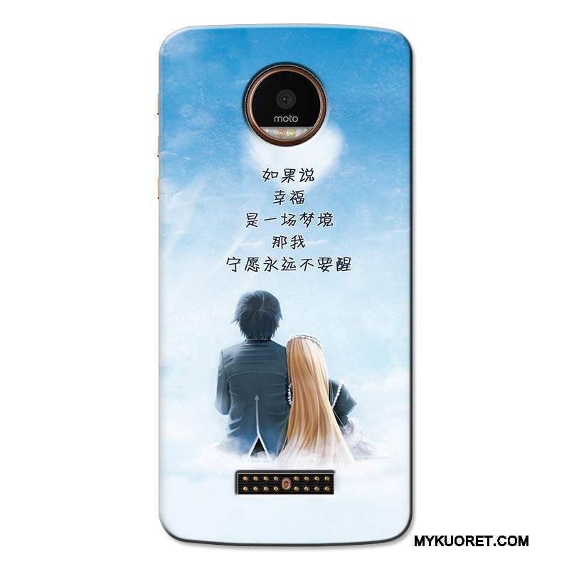 Kuori Moto Z Sarjakuva Läpinäkyvä Valkoinen, Kotelo Moto Z Suojaus