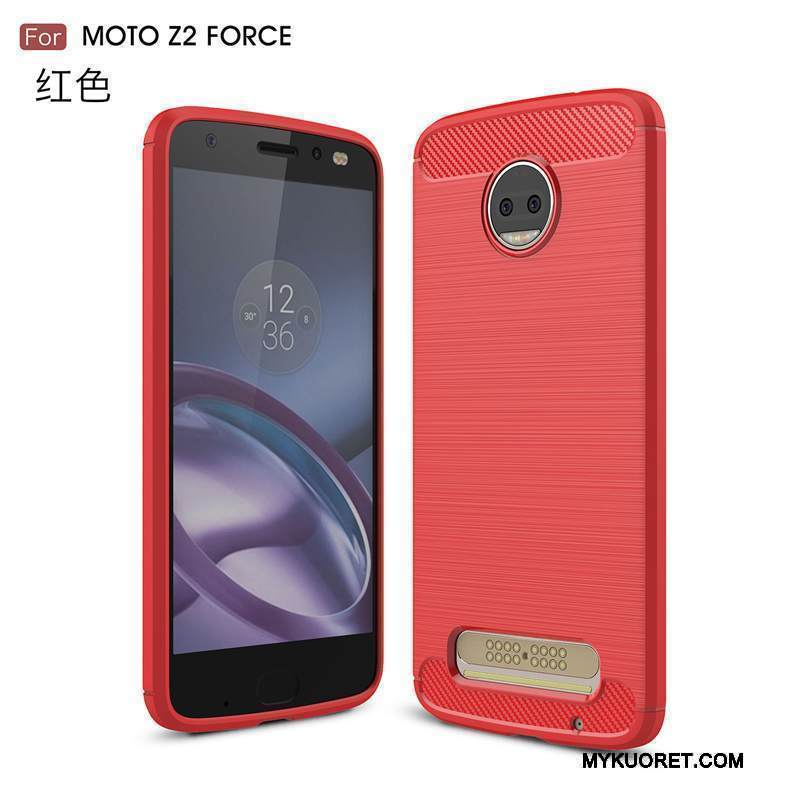 Kuori Moto Z2 Force Edition Suojaus Punainen Murtumaton, Kotelo Moto Z2 Force Edition Pehmeä Neste Puhelimen Kuoret