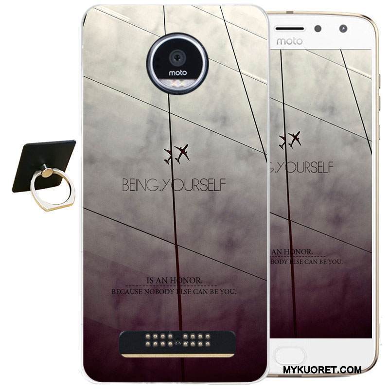 Kuori Moto Z2 Play Kohokuviointi Musta Puhelimen Kuoret, Kotelo Moto Z2 Play Silikoni Yksinkertainen
