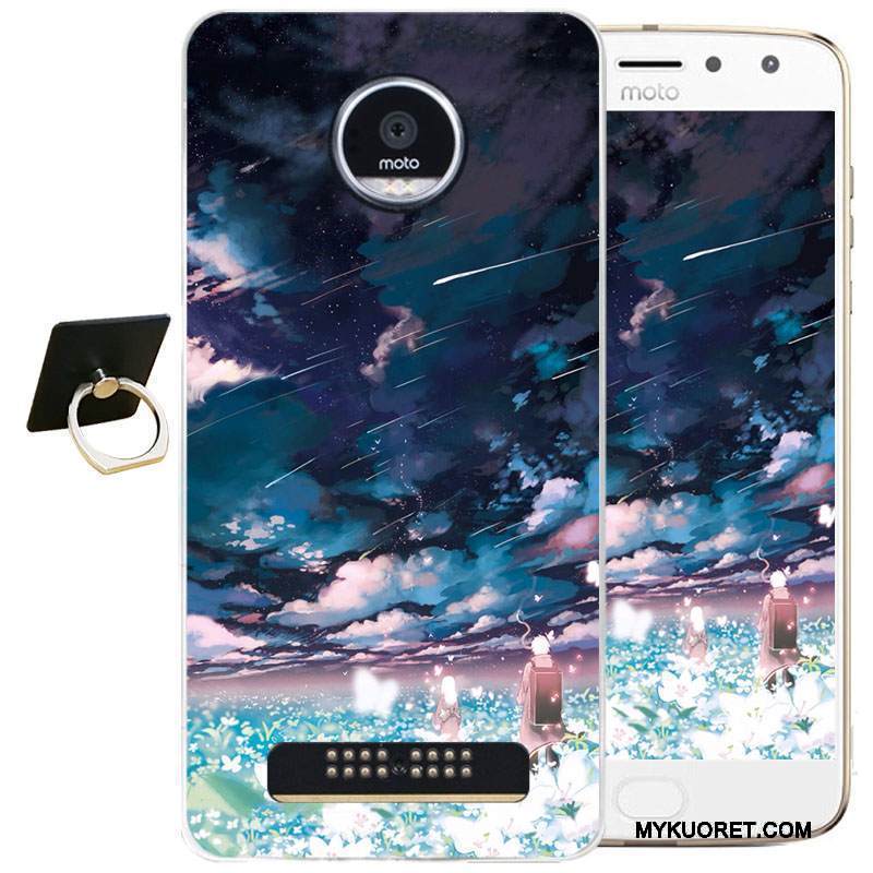 Kuori Moto Z2 Play Kohokuviointi Musta Puhelimen Kuoret, Kotelo Moto Z2 Play Silikoni Yksinkertainen