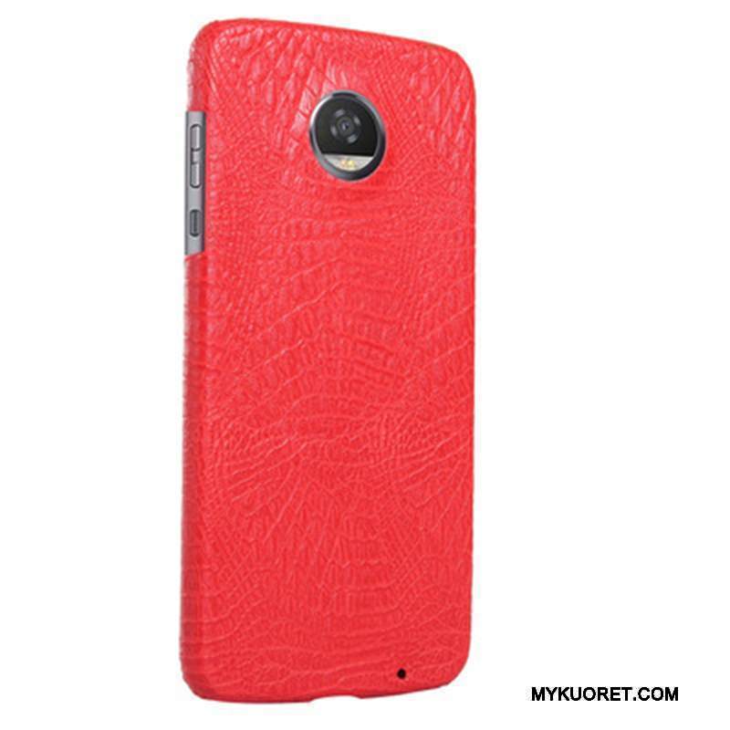 Kuori Moto Z2 Play Nahka Kukkakuvio Punainen, Kotelo Moto Z2 Play Suojaus Krokotiili Puhelimen Kuoret