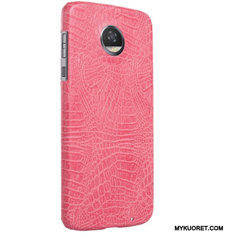 Kuori Moto Z2 Play Nahka Kukkakuvio Punainen, Kotelo Moto Z2 Play Suojaus Krokotiili Puhelimen Kuoret
