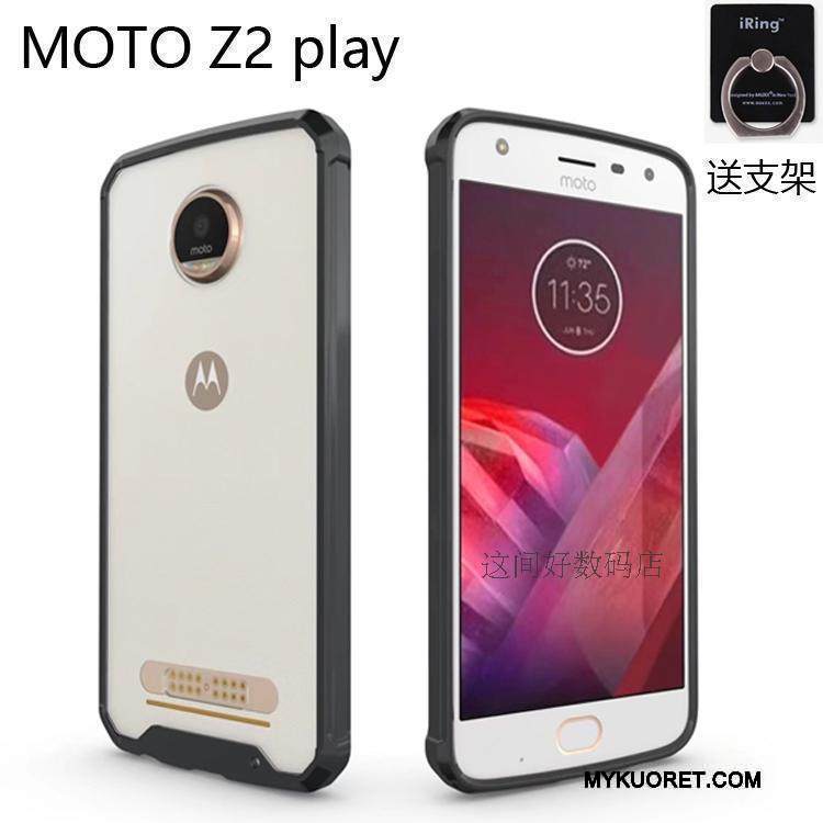 Kuori Moto Z2 Play Pehmeä Neste Kova Puhelimen Kuoret, Kotelo Moto Z2 Play Suojaus Sininen Kehys
