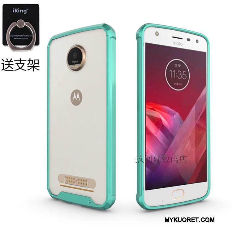 Kuori Moto Z2 Play Pehmeä Neste Kova Puhelimen Kuoret, Kotelo Moto Z2 Play Suojaus Sininen Kehys