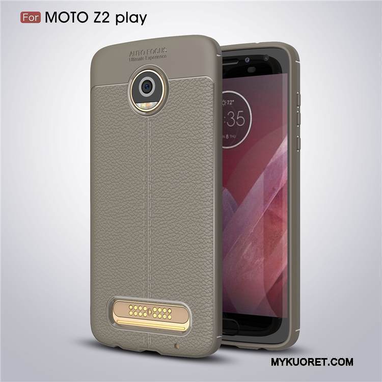 Kuori Moto Z2 Play Silikoni Kukkakuvio Puhelimen Kuoret, Kotelo Moto Z2 Play Nahka Murtumaton Musta
