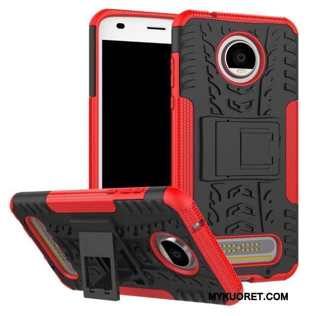 Kuori Moto Z2 Play Tuki Puhelimen Kuoret Murtumaton, Kotelo Moto Z2 Play Suojaus Punainen Kukkakuvio