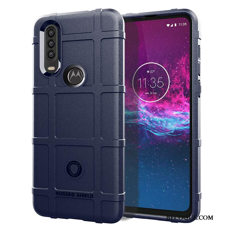 Kuori Motorola One Action Laukut Murtumaton Puhelimen Kuoret, Kotelo Motorola One Action Pehmeä Neste Pu Musta