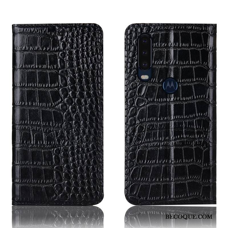 Kuori Motorola One Action Suojaus Sininen Krokotiili, Kotelo Motorola One Action Nahka Murtumaton Puhelimen Kuoret