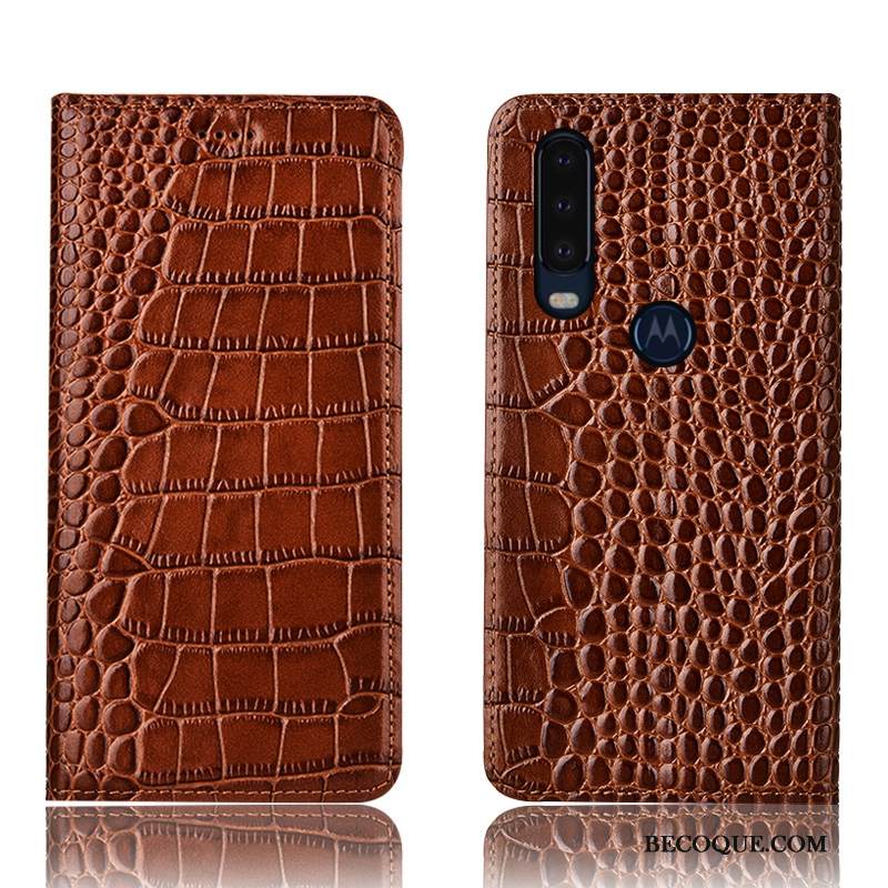 Kuori Motorola One Action Suojaus Sininen Krokotiili, Kotelo Motorola One Action Nahka Murtumaton Puhelimen Kuoret
