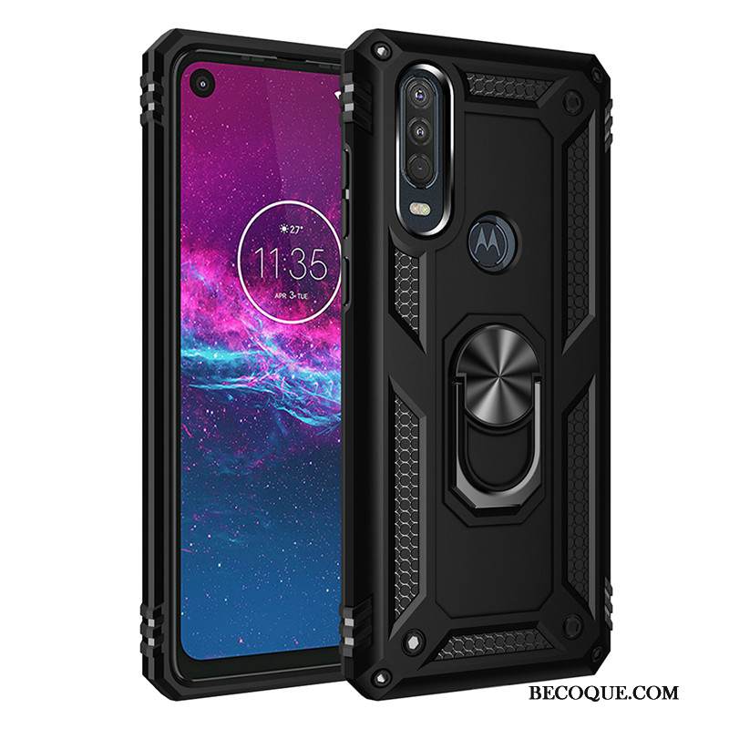 Kuori Motorola One Action Tuki Magneettinen Murtumaton, Kotelo Motorola One Action Auto Rengas