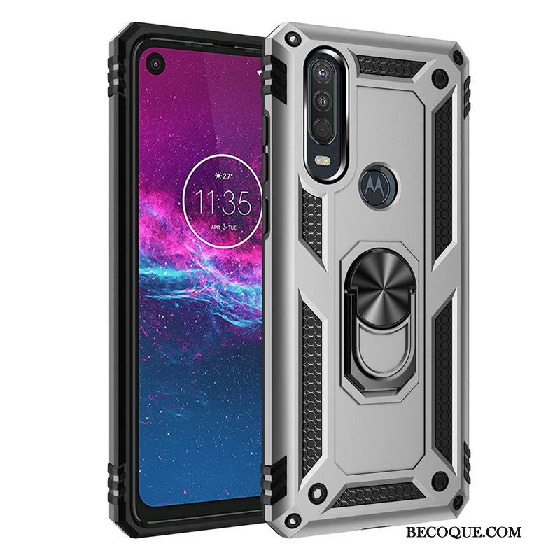 Kuori Motorola One Action Tuki Magneettinen Murtumaton, Kotelo Motorola One Action Auto Rengas