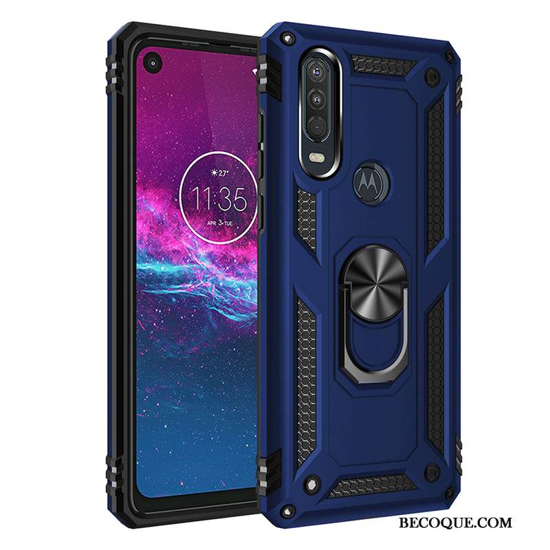 Kuori Motorola One Action Tuki Magneettinen Murtumaton, Kotelo Motorola One Action Auto Rengas