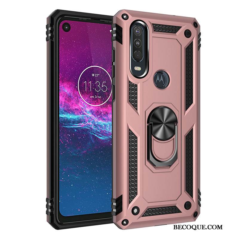 Kuori Motorola One Action Tuki Magneettinen Murtumaton, Kotelo Motorola One Action Auto Rengas