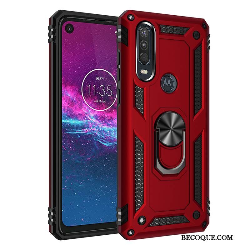 Kuori Motorola One Action Tuki Magneettinen Murtumaton, Kotelo Motorola One Action Auto Rengas
