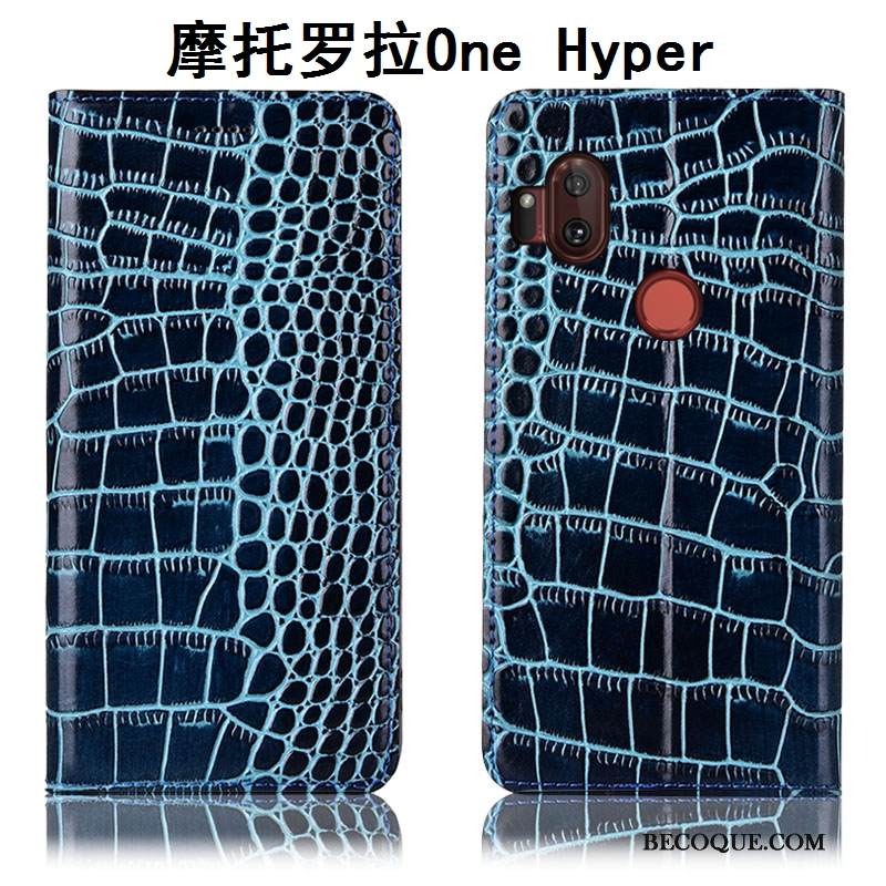 Kuori Motorola One Hyper Nahka Puhelimen Kuoret Murtumaton, Kotelo Motorola One Hyper Kuoret Krokotiili