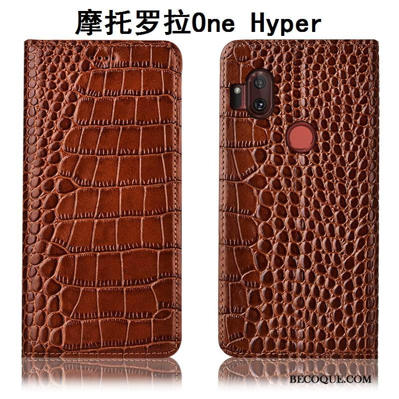 Kuori Motorola One Hyper Nahka Puhelimen Kuoret Murtumaton, Kotelo Motorola One Hyper Kuoret Krokotiili