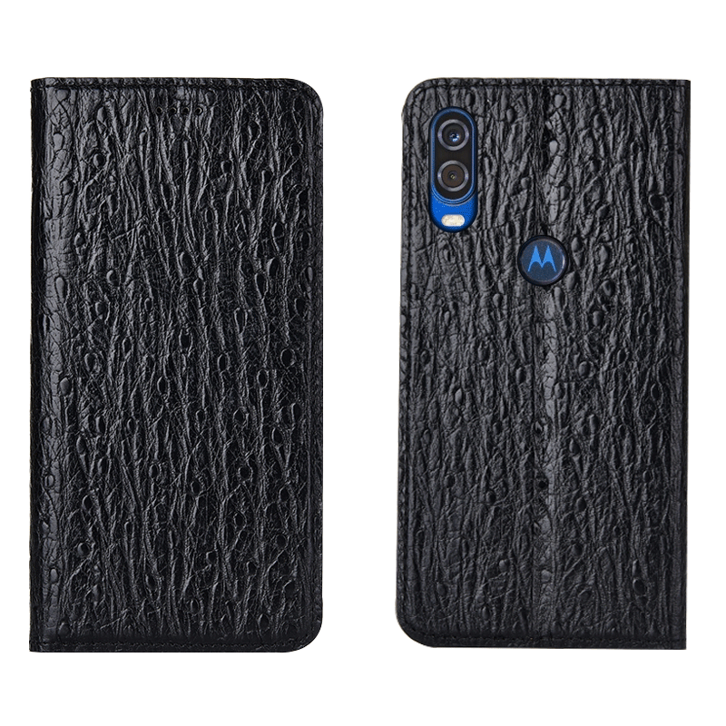 Kuori Motorola One Vision Nahka Murtumaton Lintu, Kotelo Motorola One Vision Suojaus Punainen Puhelimen Kuoret